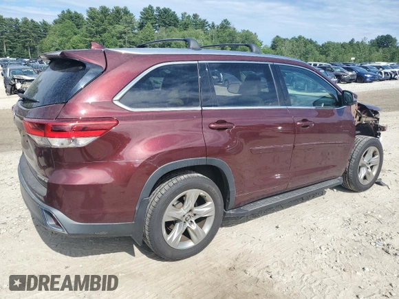 2018 Toyota Highlander Limited with VIN 5TDDZRFH1JS908660, listed as a Copart auction lot 62480335 with 77,490 mi miles and Salvage title. Bid and sale history available at DreamBid. Image 3.