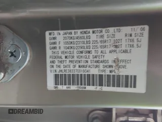 2007 Honda CR-V LX with VIN JHLRE38337C019341, listed as a IAAI auction lot 41853063 with 298,580 mi miles. Bid and sale history available at carsss.com. Image 9.