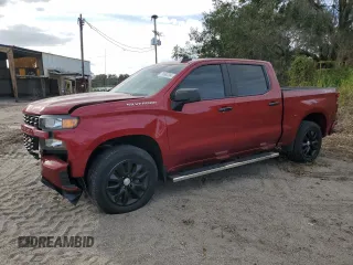 2021 Chevrolet Silverado 1500 Custom with VIN 3GCPYBEHXMG161443, listed as a Copart auction lot 74693364 with 52,969 mi miles and Salvage Title. Bid and sale history available at DreamBid. Image 1.
