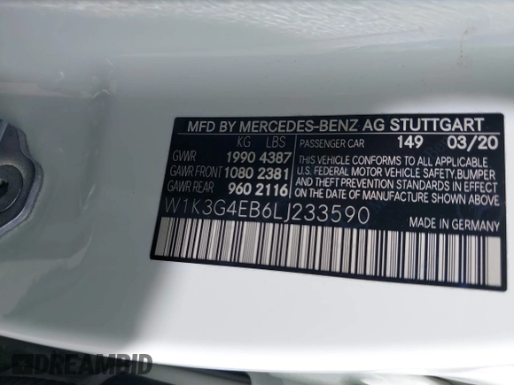 2020 Mercedes-Benz A 220 с VIN W1K3G4EB6LJ233590, выставлен на аукционе IAAI как лот 42556912 с пробегом 48 876 миль миль и . История ставок и продаж доступна на DreamBid. Изображение 9.
