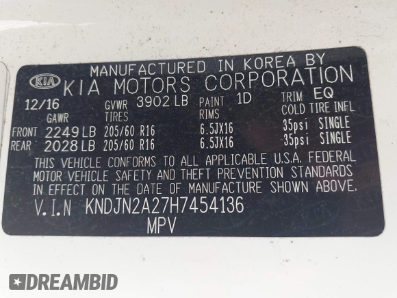 2017 Kia Soul with VIN KNDJN2A27H7454136, listed as a IAAI auction lot 41995542 with 105,645 mi miles. Bid and sale history available at carsss.com. Image 9.