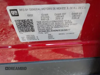 2022 Chevrolet Blazer Premier with VIN 3GNKBLR40NS163877, listed as a IAAI auction lot 41249191 with 22,235 mi miles and . Bid and sale history available at DreamBid. Image 9.