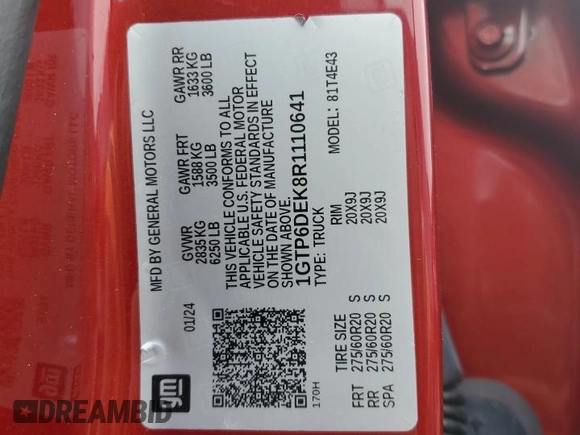2024 GMC Canyon 4WD AT4 z VIN 1GTP6DEK8R1110641, wystawiony jako Copart lot #44864765 z przebiegiem 15 319 mil mil oraz Szkoda całkowita • Salvage title. Historia ofert i sprzedaży dostępna na DreamBid. Obrazek 13.