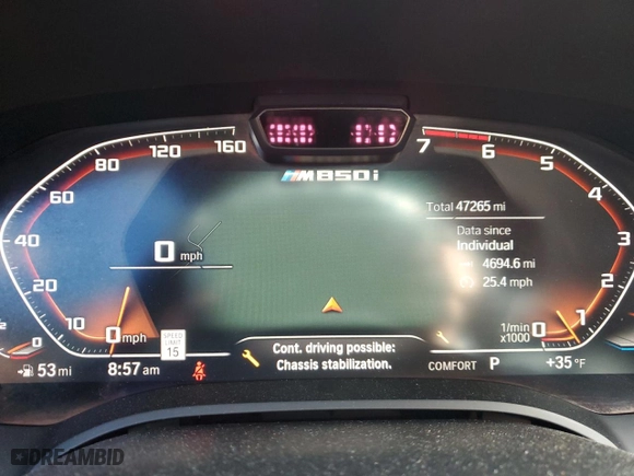 2019 BMW 8 Series M850i xDrive with VIN WBABC4C56KBU96134, listed as a Copart auction lot 48342985 with 47,265 mi miles and Salvage Title. Bid and sale history available at carsss.com. Image 9.