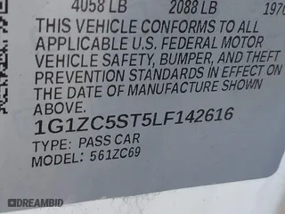 2020 Chevrolet Malibu LS with VIN 1G1ZC5ST5LF142616, listed as a IAAI auction lot 41000319 with 64,020 mi miles. Bid and sale history available at carsss.com. Image 9.