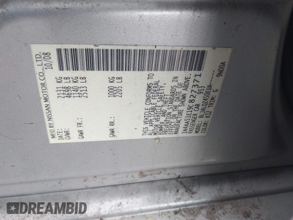 2009 Nissan Maxima S с VIN 1N4AA51E19C827371, выставлен на аукционе IAAI как лот 42306914 с пробегом 263 226 миль миль и . История ставок и продаж доступна на DreamBid. Изображение 9.