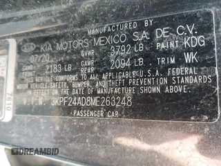 2021 Kia Forte LXS z VIN 3KPF24AD8ME263248, wystawiony jako IAAI lot #42110442 z przebiegiem 76 323 mil mil oraz . Historia ofert i sprzedaży dostępna na DreamBid. Obrazek 9.