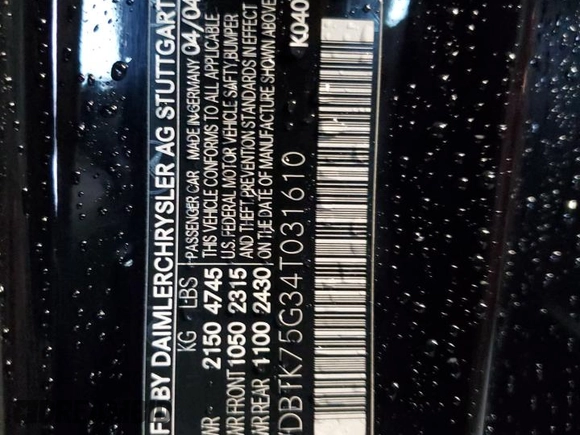 2004 Mercedes-Benz CLK 500 z VIN WDBTK75G34T031610, wystawiony jako Copart lot #73182024 z przebiegiem 107 955 mil mil oraz Szkoda całkowita • Salvage title. Historia ofert i sprzedaży dostępna na DreamBid. Obrazek 13.
