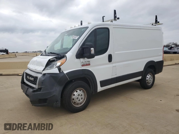 2021 Ram ProMaster Cargo with VIN 3C6LRVNG4ME575924, listed as a Copart auction lot 75856944 with 107,647 mi miles and Salvage Title. Bid and sale history available at DreamBid. Image 1.