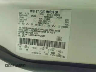 2010 Ford Explorer XLT с VIN 1FMEU7DE9AUA42603, выставлен на аукционе IAAI как лот 42201181 с пробегом 175 994 миль миль и . История ставок и продаж доступна на DreamBid. Изображение 9.