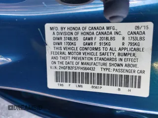 2015 Honda Civic Sedan LX with VIN 2HGFB2F57FH564432, listed as a IAAI auction lot 41839793 with 72,197 mi miles. Bid and sale history available at carsss.com. Image 9.