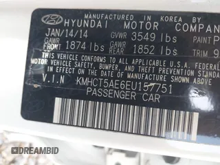 2014 Hyundai Accent GS with VIN KMHCT5AE6EU157751, listed as a IAAI auction lot 42161112 with 145,653 mi miles. Bid and sale history available at carsss.com. Image 9.