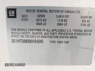 2008 Chevrolet Impala LT with VIN 2G1WT58K889164045, listed as a IAAI auction lot 42148113 with 191,123 mi miles and . Bid and sale history available at DreamBid. Image 9.