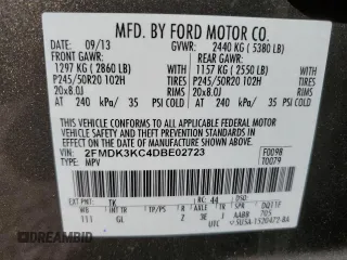 2013 Ford Edge Limited with VIN 2FMDK3KC4DBE02723, listed as a Copart auction lot 52996895 with 46,633 mi miles and Salvage Title. Bid and sale history available at DreamBid. Image 13.