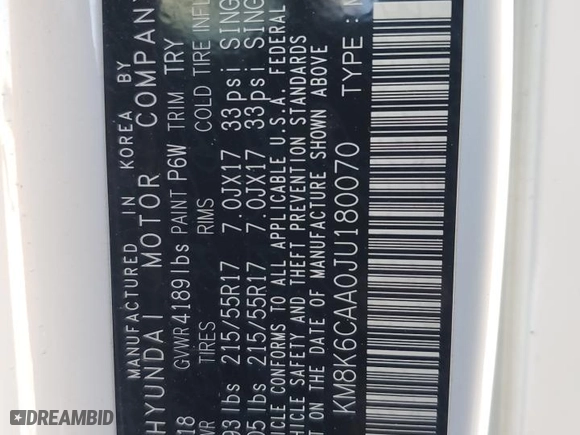 2018 Hyundai Kona SEL with VIN KM8K6CAA0JU180070, listed as a Copart auction lot 41579245 with 55,756 mi miles and Salvage Title. Bid and sale history available at carsss.com. Image 15.
