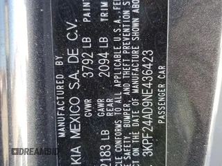 2022 Kia Forte LXS with VIN 3KPF24AD9NE436423, listed as a Copart auction lot 47824565 with 38,229 mi miles and Salvage Title. Bid and sale history available at carsss.com. Image 15.