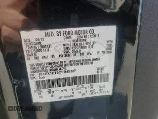 2012 Ford F-150 XL with VIN 1FTFX1ET9CFB45327, listed as a Copart auction lot 53626595 with 194,740 mi miles and Clean Title. Bid and sale history available at carsss.com. Image 12.
