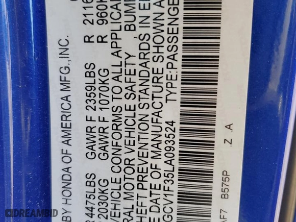 2020 Honda Accord Sedan Sport with VIN 1HGCV1F35LA093524, listed as a Copart auction lot 47421155 with 50,175 mi miles and Salvage Title. Bid and sale history available at carsss.com. Image 14.