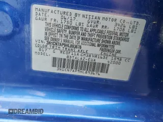 2017 Nissan Versa S with VIN 3N1CN7AP9HL893676, listed as a Copart auction lot 58220505 with 45,231 mi miles and Salvage title. Bid and sale history available at DreamBid. Image 12.