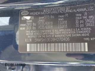 2009 Hyundai Santa Fe SE с VIN 5NMSH13E09H270406, выставлен на аукционе IAAI как лот 42012538 с пробегом 170 460 миль миль и . История ставок и продаж доступна на DreamBid. Изображение 9.