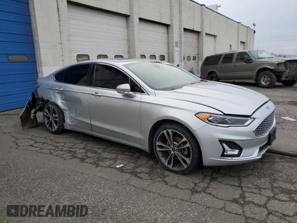 2019 Ford Fusion Titanium with VIN 3FA6P0D90KR187859, listed as a Copart auction lot 88341915 with 93,518 mi miles and Salvage Title. Bid and sale history available at carsss.com. Image 4.