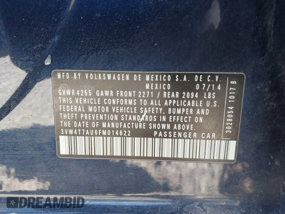 2015 Volkswagen GTI S z VIN 3VW4T7AU6FM014622, wystawiony jako IAAI lot #41838620 z przebiegiem 130 843 mil mil oraz . Historia ofert i sprzedaży dostępna na DreamBid. Obrazek 9.