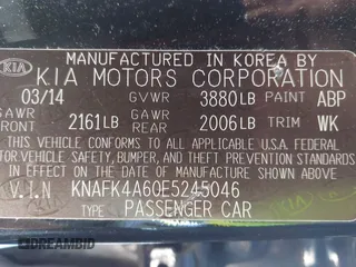 2014 Kia Forte LX with VIN KNAFK4A60E5245046, listed as a IAAI auction lot 41775035 with 203,001 mi miles. Bid and sale history available at carsss.com. Image 9.