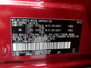 2022 Toyota RAV4 XLE with VIN JTMW1RFV6ND093623, listed as a Copart auction lot 43288075 with 11,301 mi miles and Salvage Title. Bid and sale history available at carsss.com. Image 13.