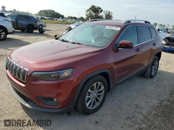 2019 Jeep Cherokee Latitude Plus with VIN 1C4PJLLB6KD110234, listed as a Copart auction lot 58805183 with 34,975 mi miles and Salvage title. Bid and sale history available at DreamBid. Image 1.
