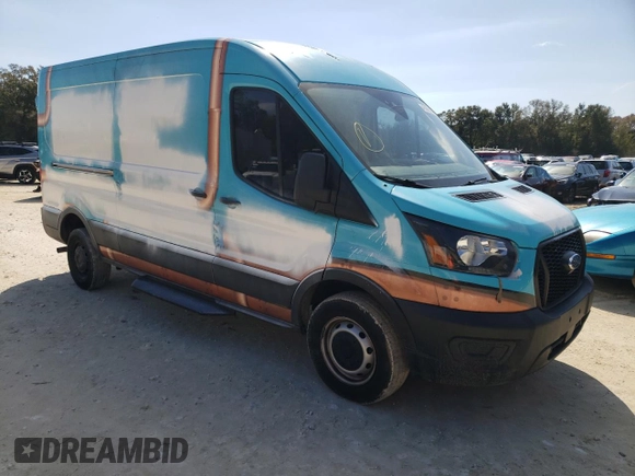 2021 Ford Transit Cargo with VIN 1FTBR1C84MKA86168, listed as a Copart auction lot 49556215 with 75,151 mi miles and Salvage Title. Bid and sale history available at DreamBid. Image 4.