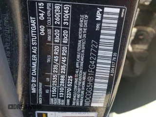2015 Mercedes-Benz GLK with VIN WDCGG5HB1FG427727, listed as a Copart auction lot 67958104 with 81,622 mi miles and Salvage Title. Bid and sale history available at carsss.com. Image 16.