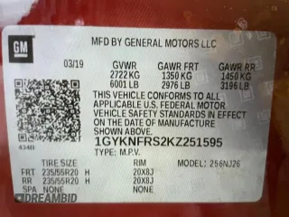 2019 Cadillac XT5 Premium Luxury AWD z VIN 1GYKNFRS2KZ251595, wystawiony jako Copart lot #56428045 z przebiegiem 23 925 mil mil oraz Szkoda całkowita • Salvage title. Historia ofert i sprzedaży dostępna na DreamBid. Obrazek 10.