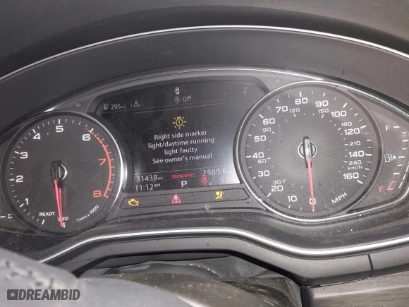 2019 Audi A4 Premium with VIN WAUGMAF41KN004998, listed as a IAAI auction lot 41396015 with 31,438 mi miles. Bid and sale history available at carsss.com. Image 7.