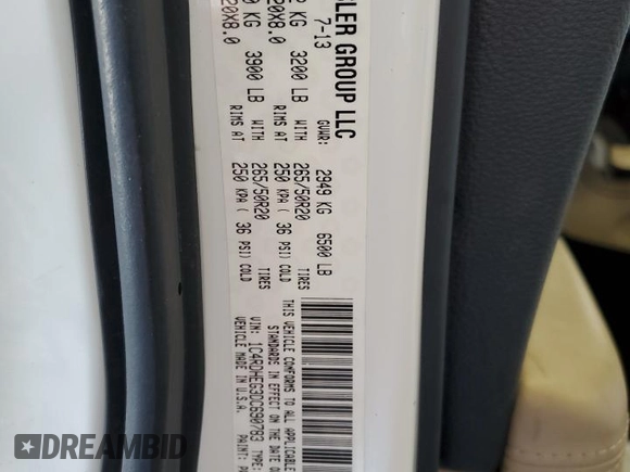 2013 Dodge Durango Citadel with VIN 1C4RDHEG3DC690783, listed as a Copart auction lot 69484024 with 158,283 mi miles and Salvage title. Bid and sale history available at DreamBid. Image 16.