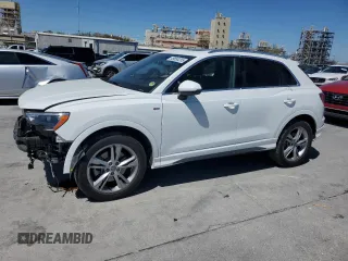 2020 Audi Q3 S line Premium with VIN WA1DECF36L1016976, listed as a Copart auction lot 49658255 with 15,404 mi miles and Salvage Title. Bid and sale history available at carsss.com. Image 1.
