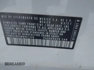 2021 Volkswagen Jetta SEL с VIN 3VWE57BU2MM051239, выставлен на аукционе IAAI как лот 41539604 с пробегом 63 017 миль миль и . История ставок и продаж доступна на DreamBid. Изображение 9.
