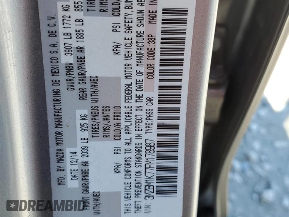 2015 Mazda 3 i Sport with VIN 3MZBM1K77FM178987, listed as a Copart auction lot 41825265 with 116,416 mi miles and Salvage Title. Bid and sale history available at DreamBid. Image 13.