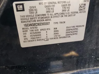 2014 Chevrolet Silverado 1500 LTZ with VIN 1GCVKSEC3EZ303307, listed as a Copart auction lot 46432065 with 206,495 mi miles and Non Repairable. Bid and sale history available at DreamBid. Image 12.