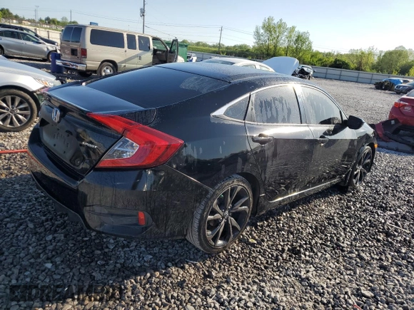 2019 Honda Civic Sedan Sport with VIN 19XFC2F88KE015317, listed as a Copart auction lot 52079595 with 134,652 mi miles and Salvage Title. Bid and sale history available at carsss.com. Image 3.