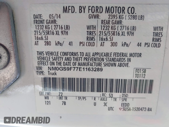 2014 Ford Transit Connect XLT z VIN NM0GS9F77E1163289, wystawiony jako IAAI lot #41997365 z przebiegiem 194 643 mil mil oraz . Historia ofert i sprzedaży dostępna na DreamBid. Obrazek 9.