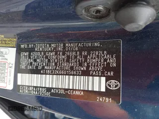 2006 Toyota Camry STD with VIN 4T1BE32K66U156633, listed as a IAAI auction lot 42017984 with 167,321 mi miles. Bid and sale history available at carsss.com. Image 9.