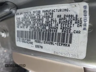 2001 Toyota Camry CE z VIN 4T1BG22K01U028448, wystawiony jako IAAI lot #42324384 z przebiegiem 190 325 mil mil oraz . Historia ofert i sprzedaży dostępna na DreamBid. Obrazek 9.