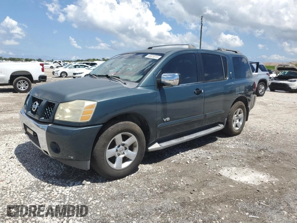 2005 Nissan Armada LE z VIN 5N1AA08A95N738884, wystawiony jako Copart lot #56823015 z przebiegiem 183 395 mil mil oraz Czysty tytuł • Clean title. Historia ofert i sprzedaży dostępna na DreamBid. Obrazek 1.