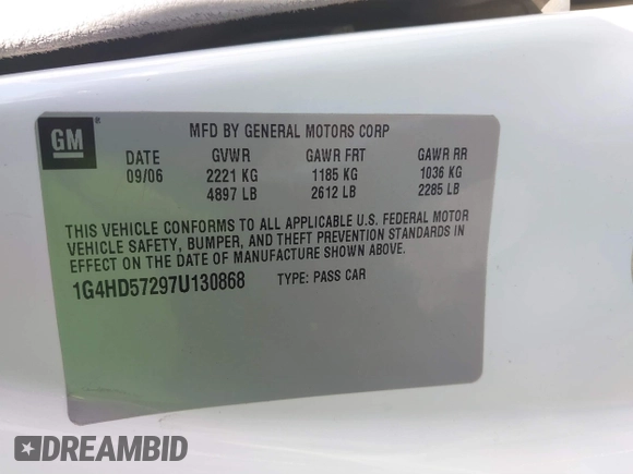 2007 Buick Lucerne V6 CXL with VIN 1G4HD57297U130868, listed as a IAAI auction lot 41749873 with 144,056 mi miles. Bid and sale history available at carsss.com. Image 9.