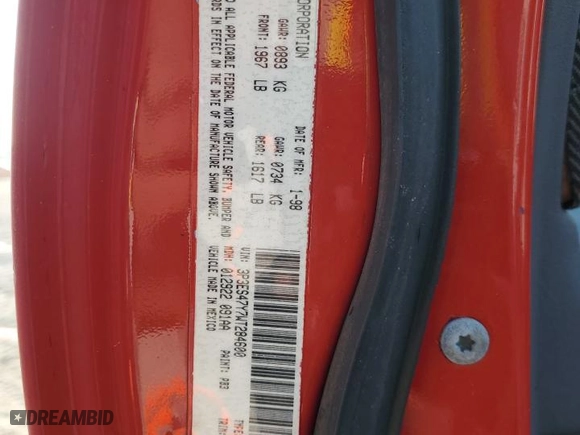 1996 Plymouth Neon with VIN 1P3ES27C7TD700137, listed as a Copart auction lot 44391435 with 80284 miles and Salvage Title. Bid and sale history available at carsss.com. Image 12.