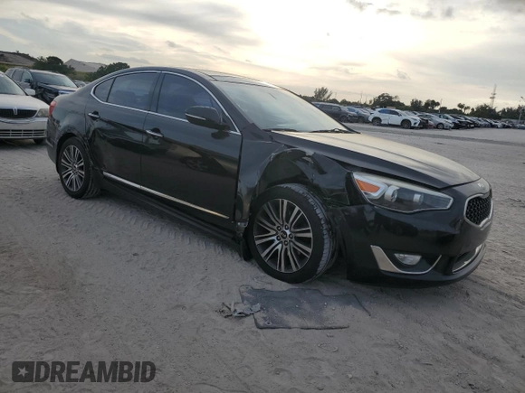 2014 Kia Cadenza Premium with VIN KNALN4D77E5138607, listed as a Copart auction lot 84389434 with 124,985 mi miles and Salvage Title. Bid and sale history available at carsss.com. Image 4.