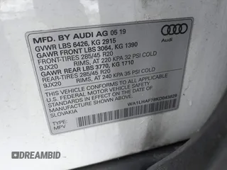 2019 Audi Q7 Premium Plus with VIN WA1LHAF78KD043829, listed as a IAAI auction lot 41431554 with 72,146 mi miles and . Bid and sale history available at DreamBid. Image 9.