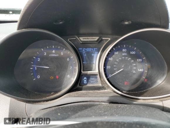 2014 Hyundai Veloster Turbo with VIN KMHTC6AE5EU192450, listed as a Copart auction lot 46079985 with 248,843 mi miles and Salvage Title. Bid and sale history available at carsss.com. Image 9.