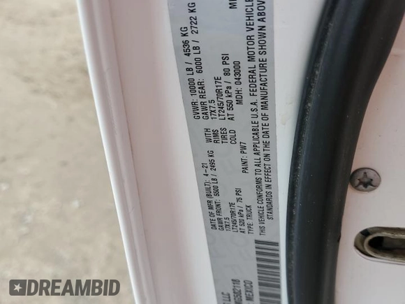 2021 Ram 2500 Tradesman with VIN 3C6UR5HJ1MG582118, listed as a Copart auction lot 43157435 with 43,212 mi miles and Salvage title. Bid and sale history available at DreamBid. Image 10.