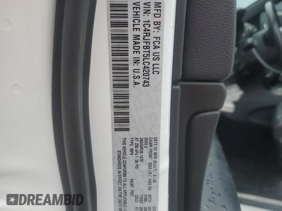 2020 Jeep Grand Cherokee Limited X with VIN 1C4RJFBT5LC420743, listed as a Copart auction lot 54552385 with 162,039 mi miles and Salvage title. Bid and sale history available at DreamBid. Image 13.